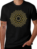 Mens Black Tee with Golden Mandala Design product image 1