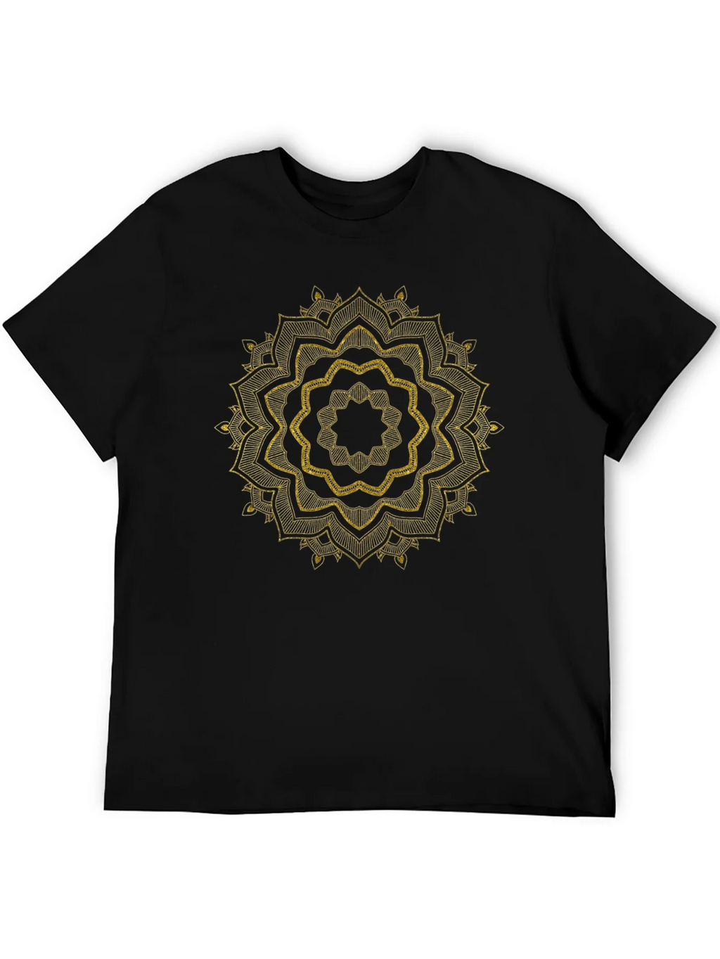 Mens Black Tee with Golden Mandala Design product image 5