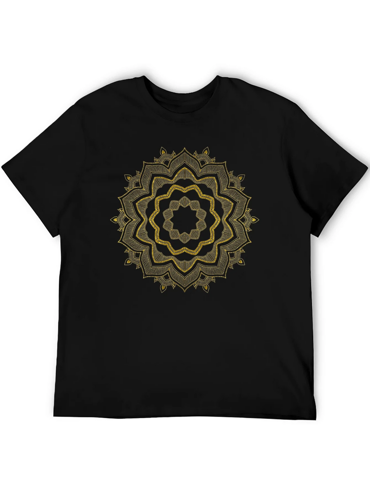 Mens Black Tee with Golden Mandala Design product image 5