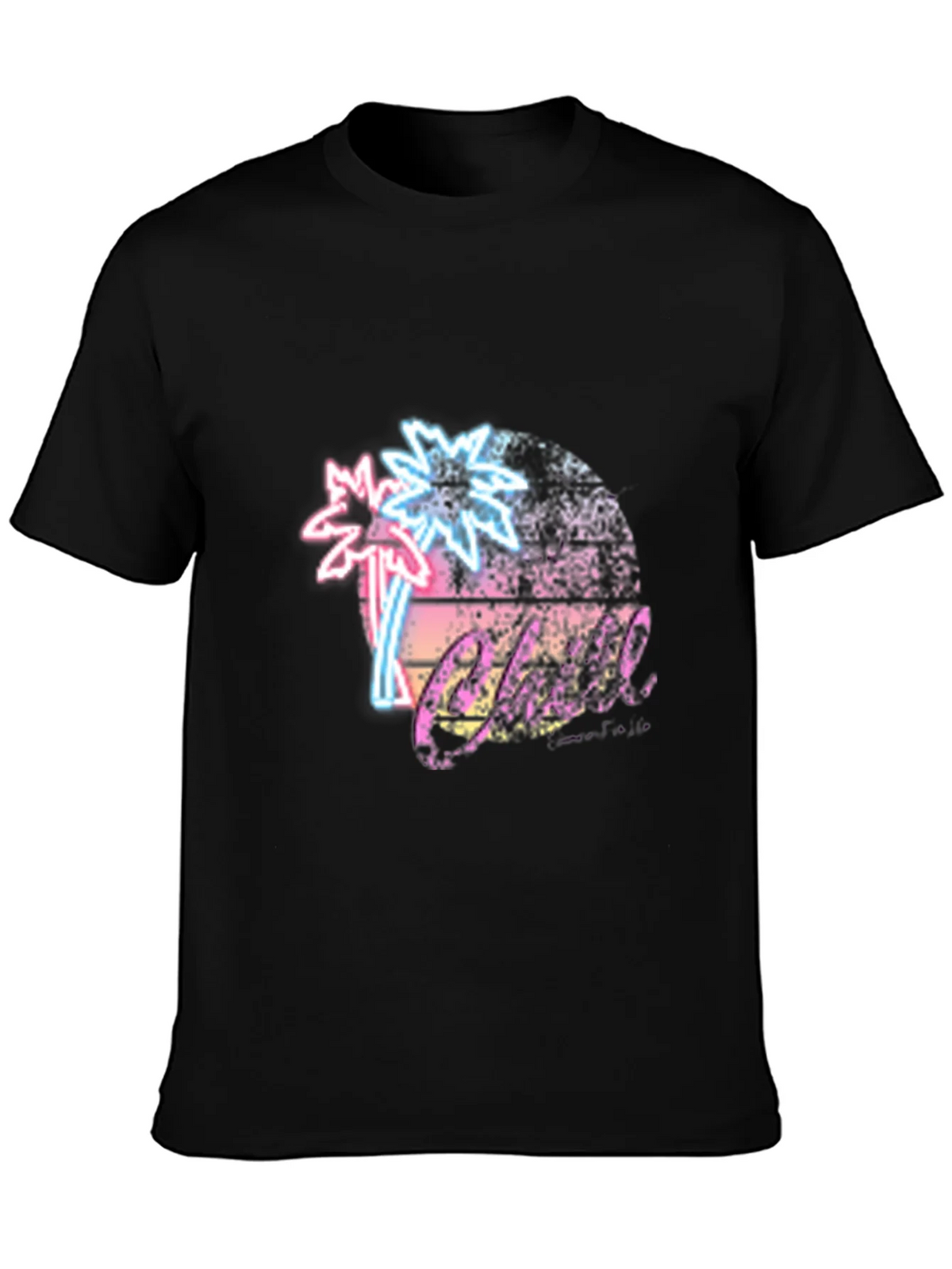 Retro Palm Tree T-Shirt Black Neon Design product image 6