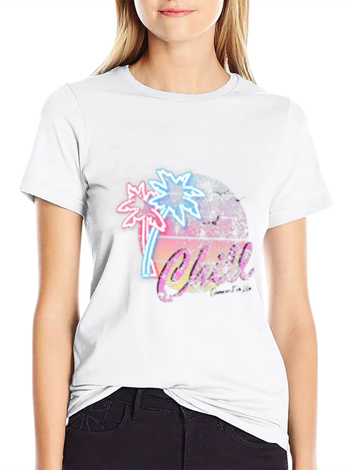 Retro Palm Tree T-Shirt Black Neon Design product image 11