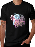 Retro Palm Tree T-Shirt Black Neon Design product image 1