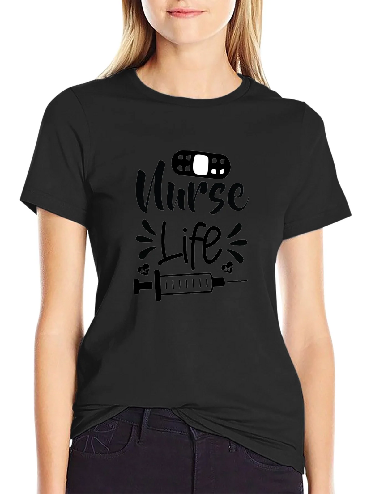 Nurse Life Graphic T-Shirt - Black Cotton Tee product image 2