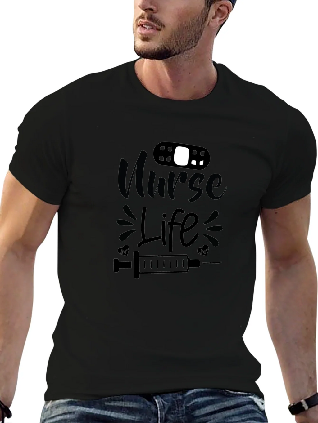 Nurse Life Graphic T-Shirt - Black Cotton Tee product image 6