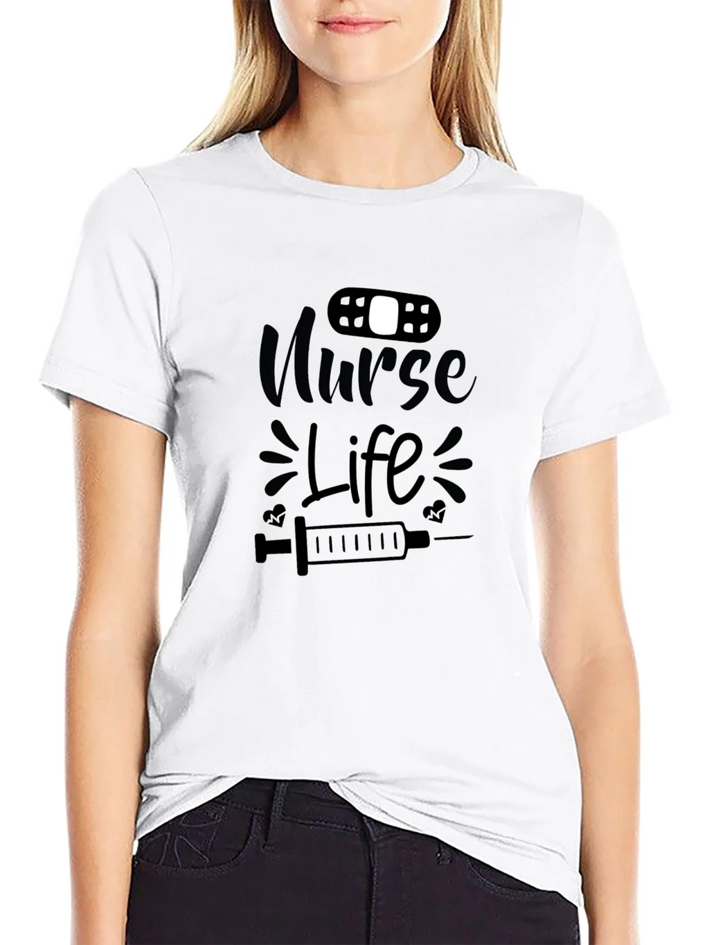 Nurse Life Graphic T-Shirt - Black Cotton Tee product image 8