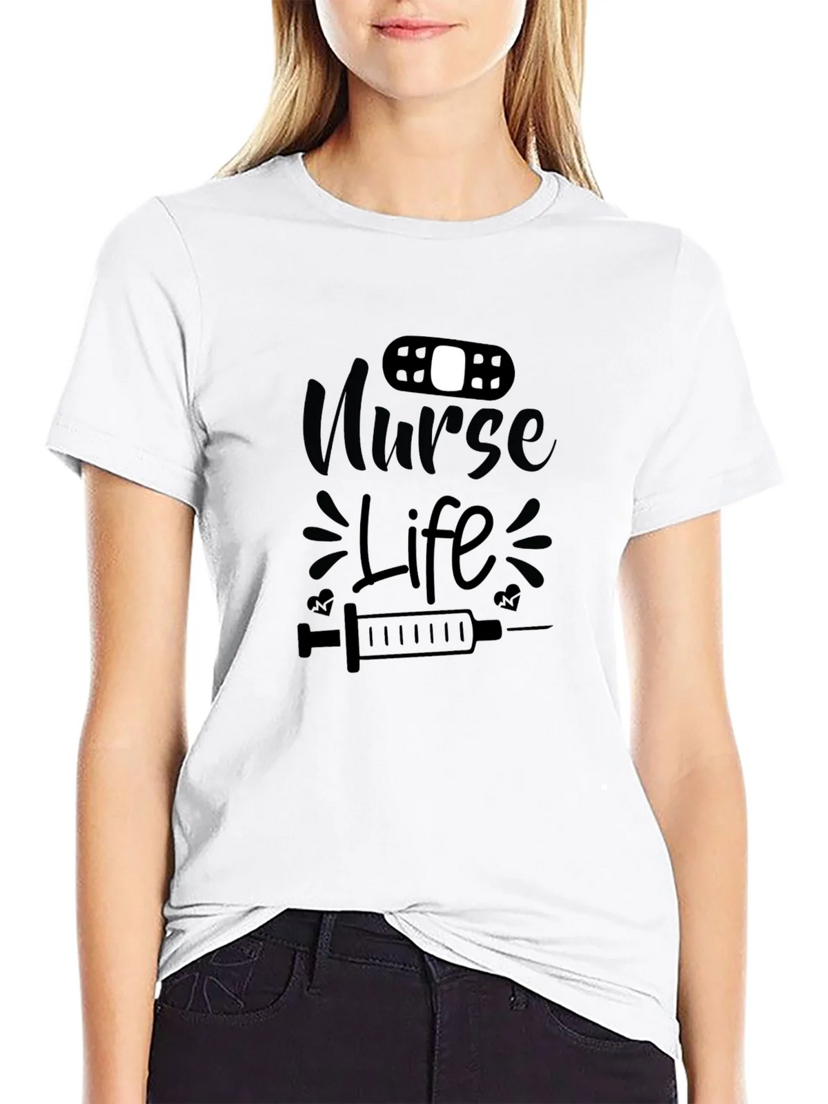Nurse Life Graphic T-Shirt - Black Cotton Tee product image 8