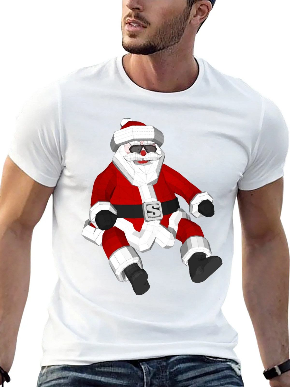 Geometric Santa T-Shirt - Holiday Style! product image 4