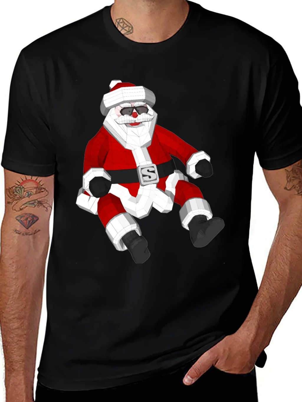 Geometric Santa T-Shirt - Holiday Style! product image 1
