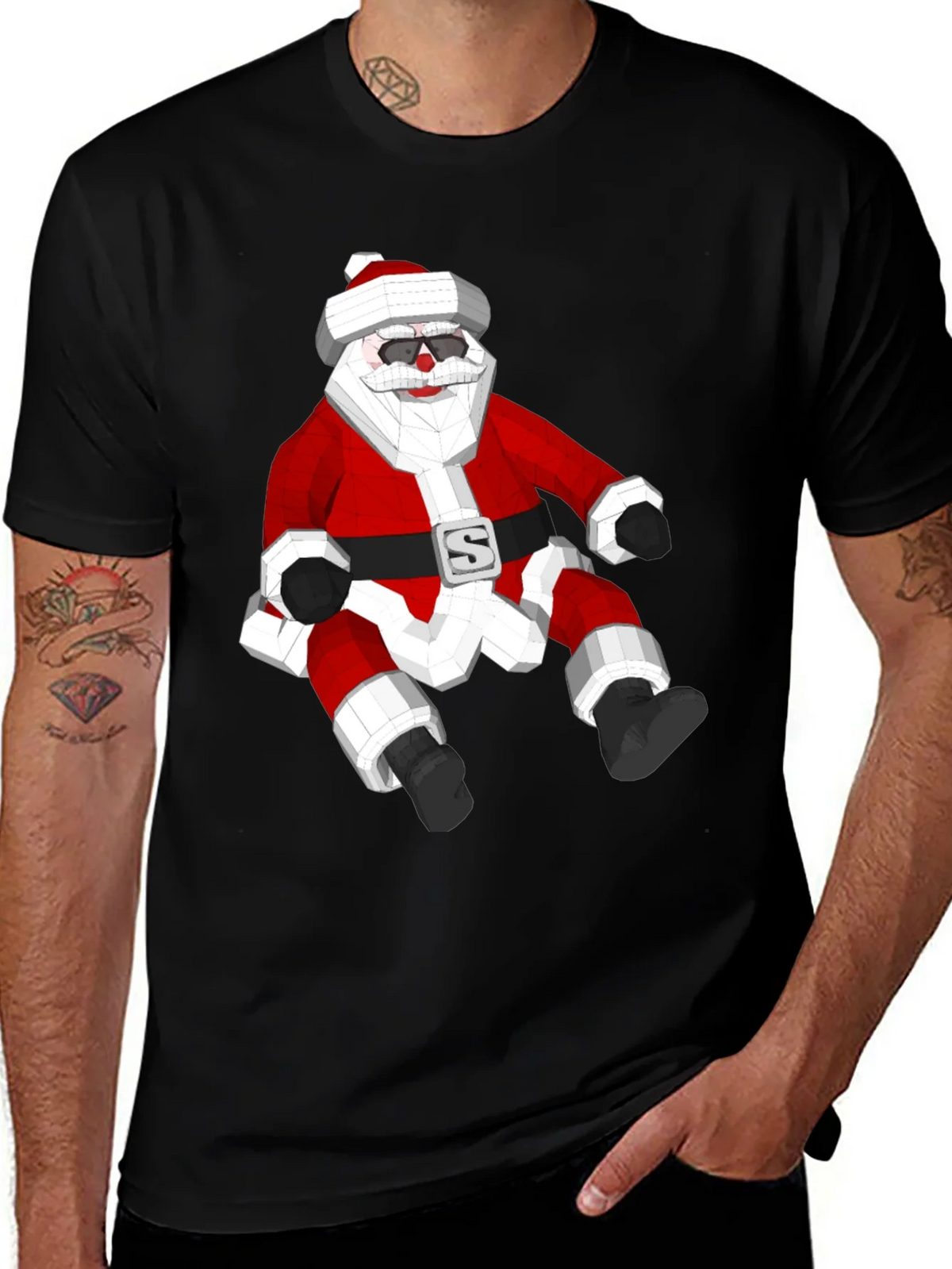 Geometric Santa T-Shirt - Holiday Style! product image 1