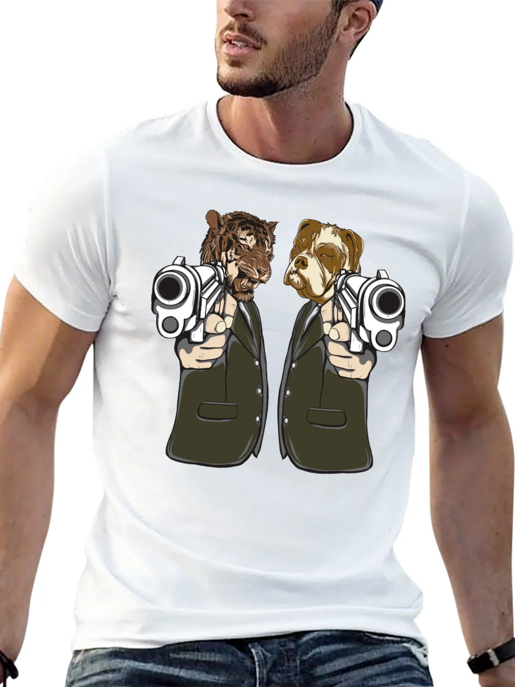 Gangster Animals Graphic Tee - Tiger & Dog product image 4