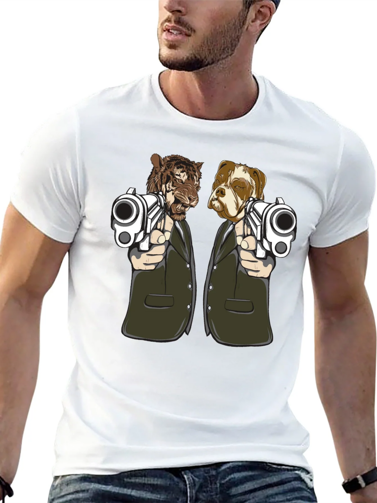 Gangster Animals Graphic Tee - Tiger & Dog product image 4