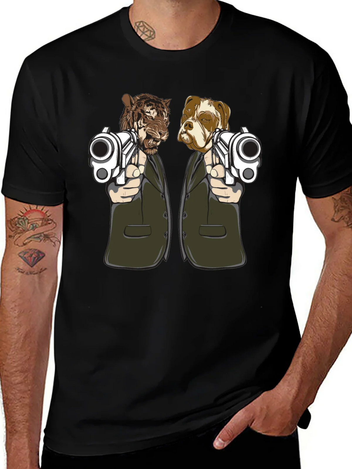 Gangster Animals Graphic Tee - Tiger & Dog product image 1