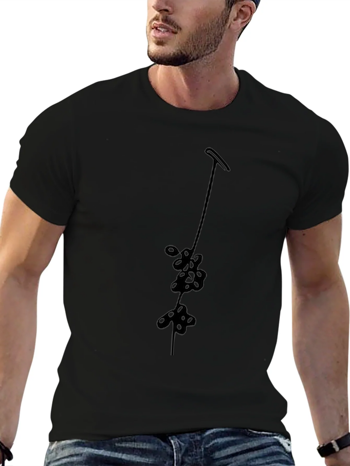 Minimalist Floral Vine Black T-Shirt product image 6