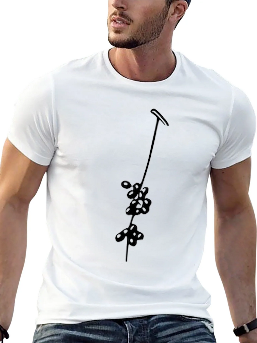 Minimalist Floral Vine Black T-Shirt product image 12
