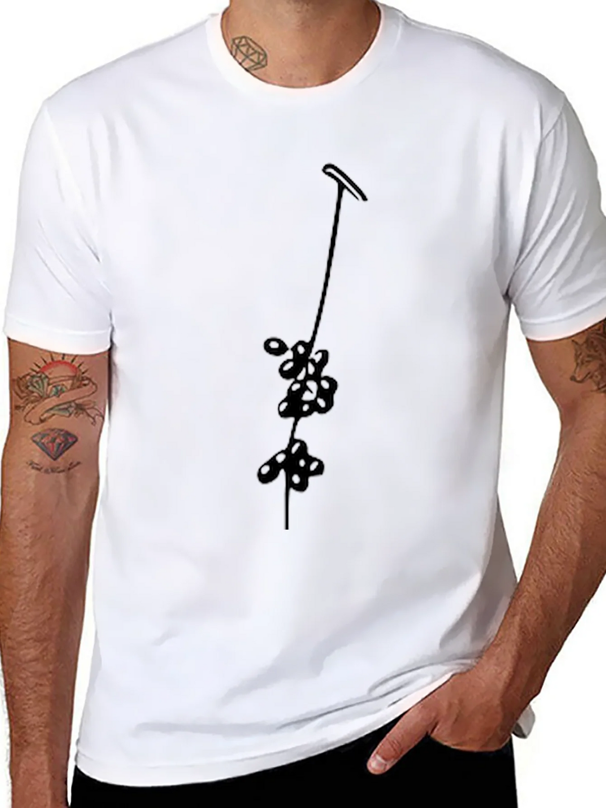 Minimalist Floral Vine Black T-Shirt product image 7