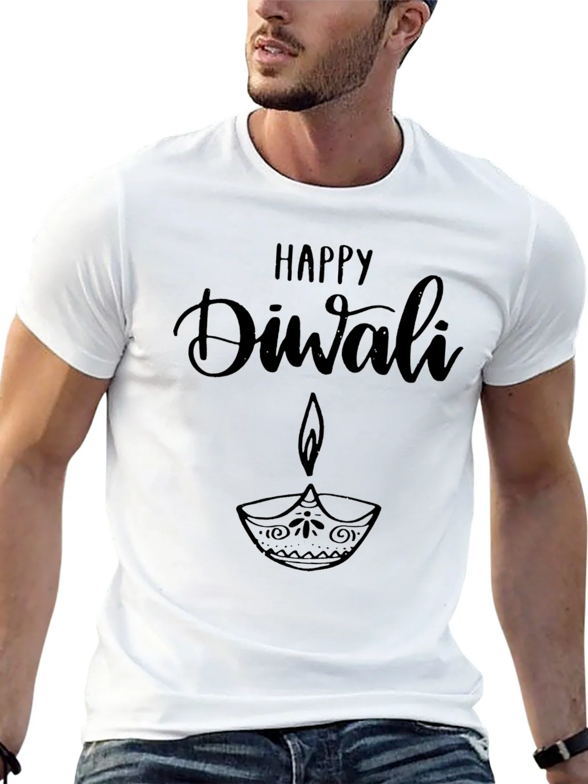 Happy Diwali Graphic T-Shirt - Black product image 4