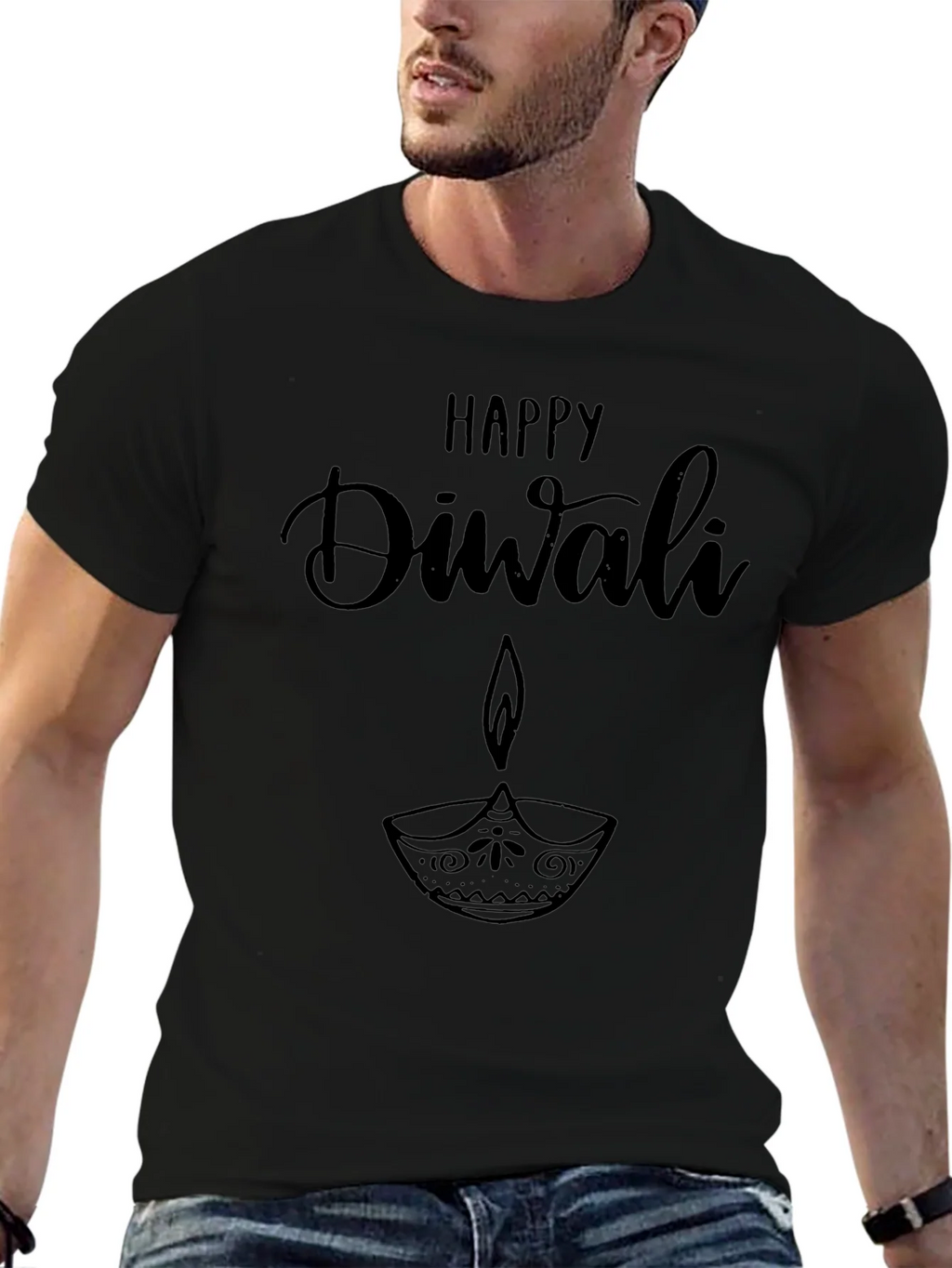 Happy Diwali Graphic T-Shirt - Black product image 9