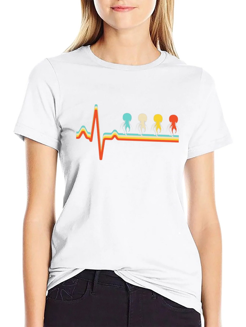 Retro Heartbeat Jellyfish T-Shirt - Unique Design product image 8