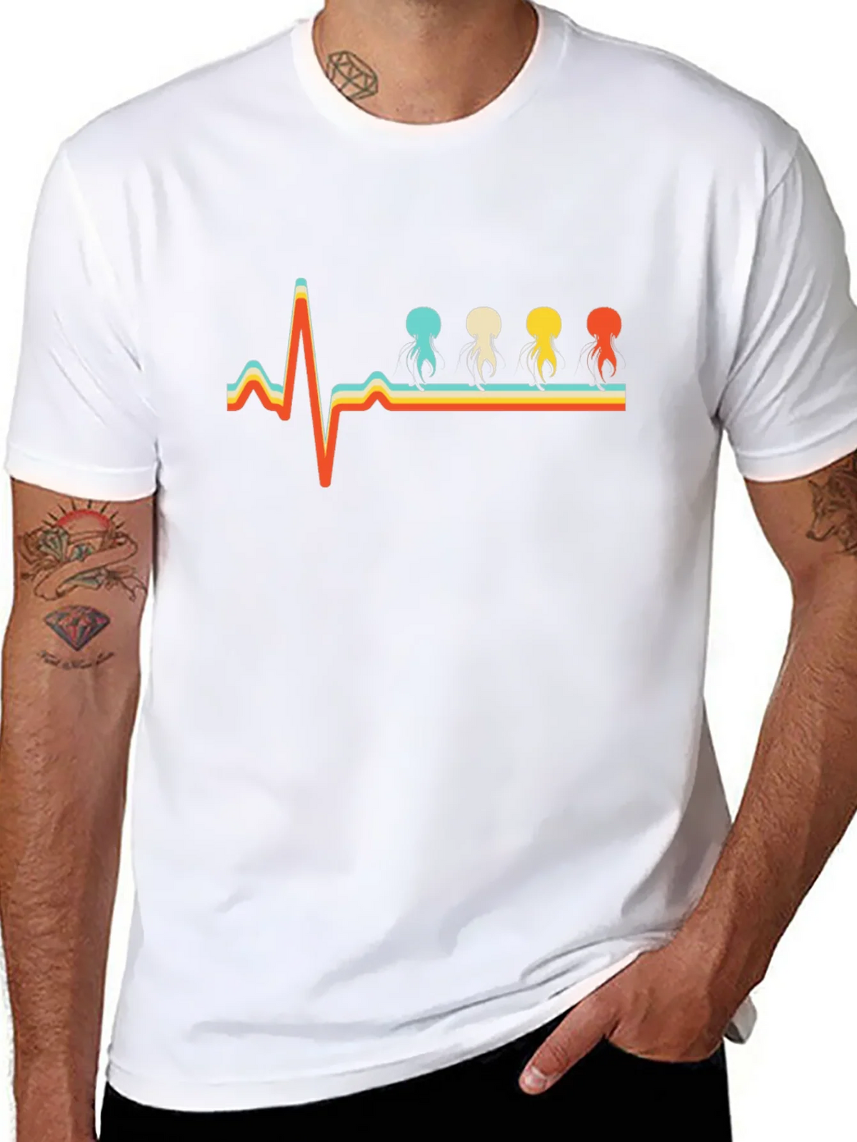 Retro Heartbeat Jellyfish T-Shirt - Unique Design product image 7