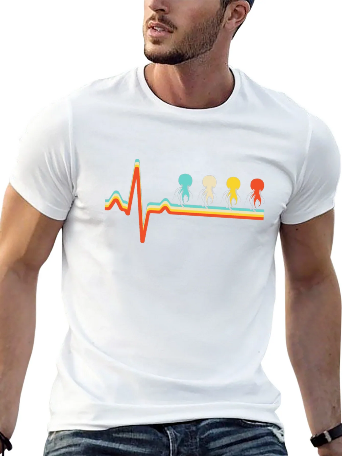 Retro Heartbeat Jellyfish T-Shirt - Unique Design product image 12