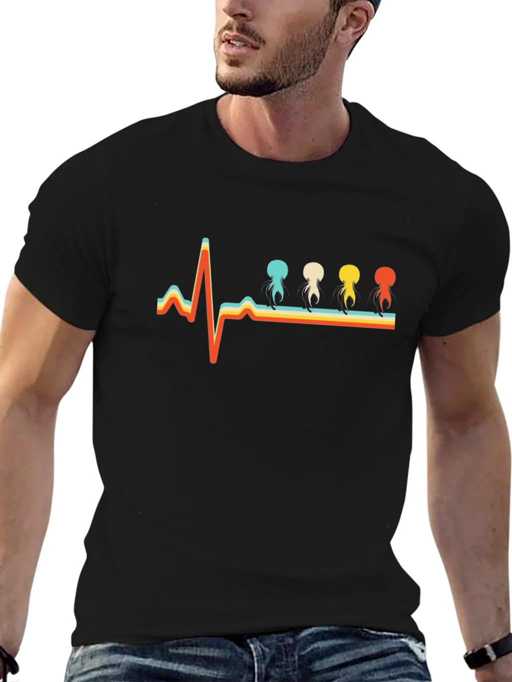 Retro Heartbeat Jellyfish T-Shirt - Unique Design product image 6