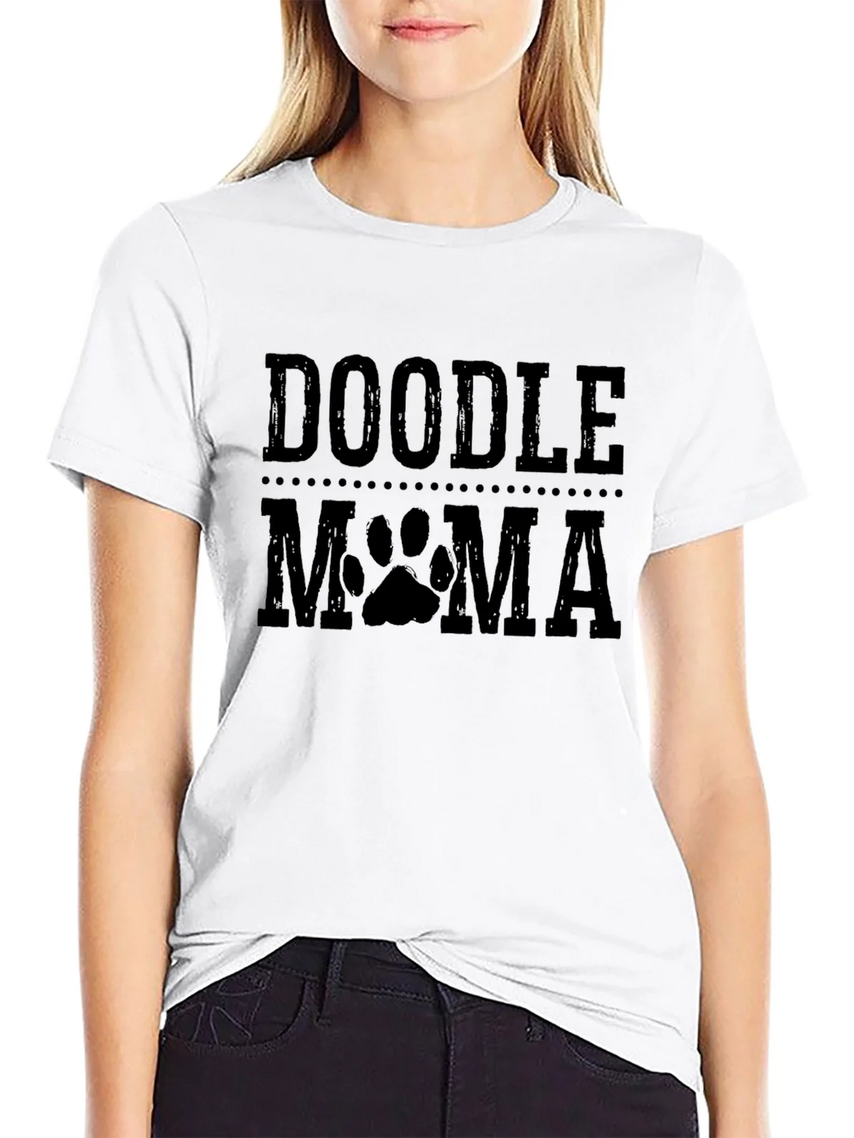 Doodle Mama Paw Print Black Graphic T-Shirt product image 11