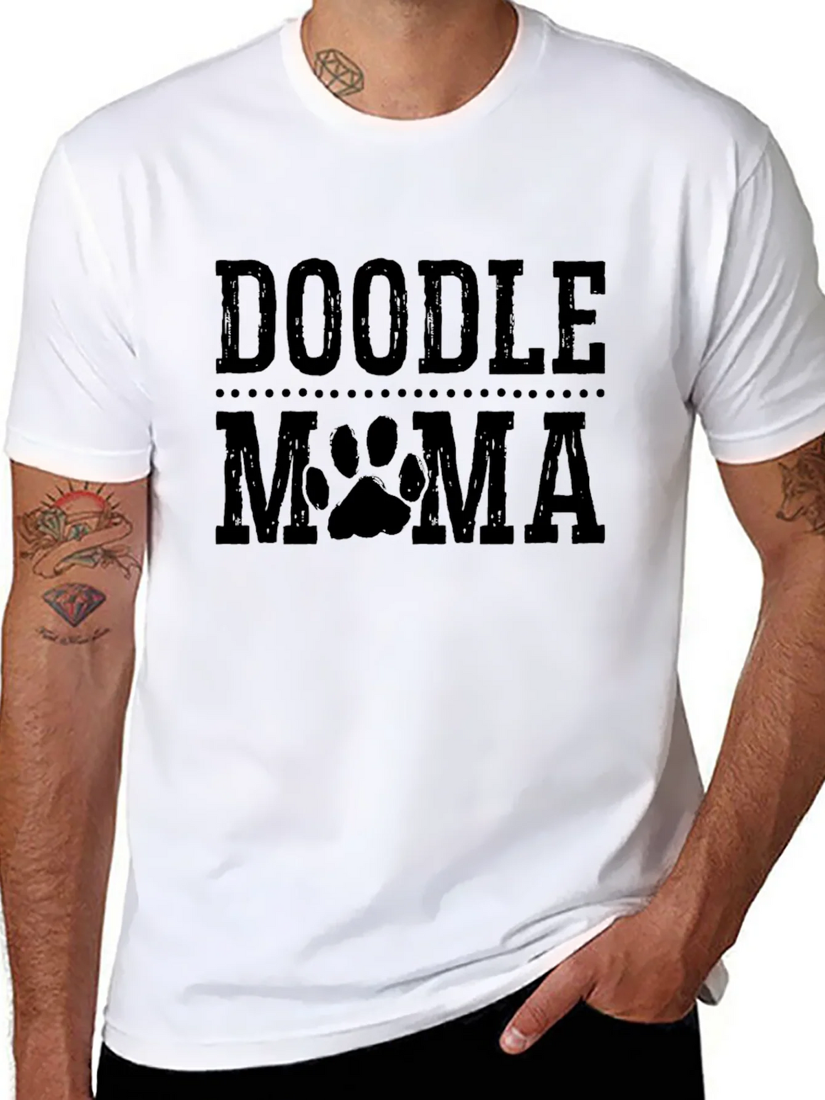 Doodle Mama Paw Print Black Graphic T-Shirt product image 10
