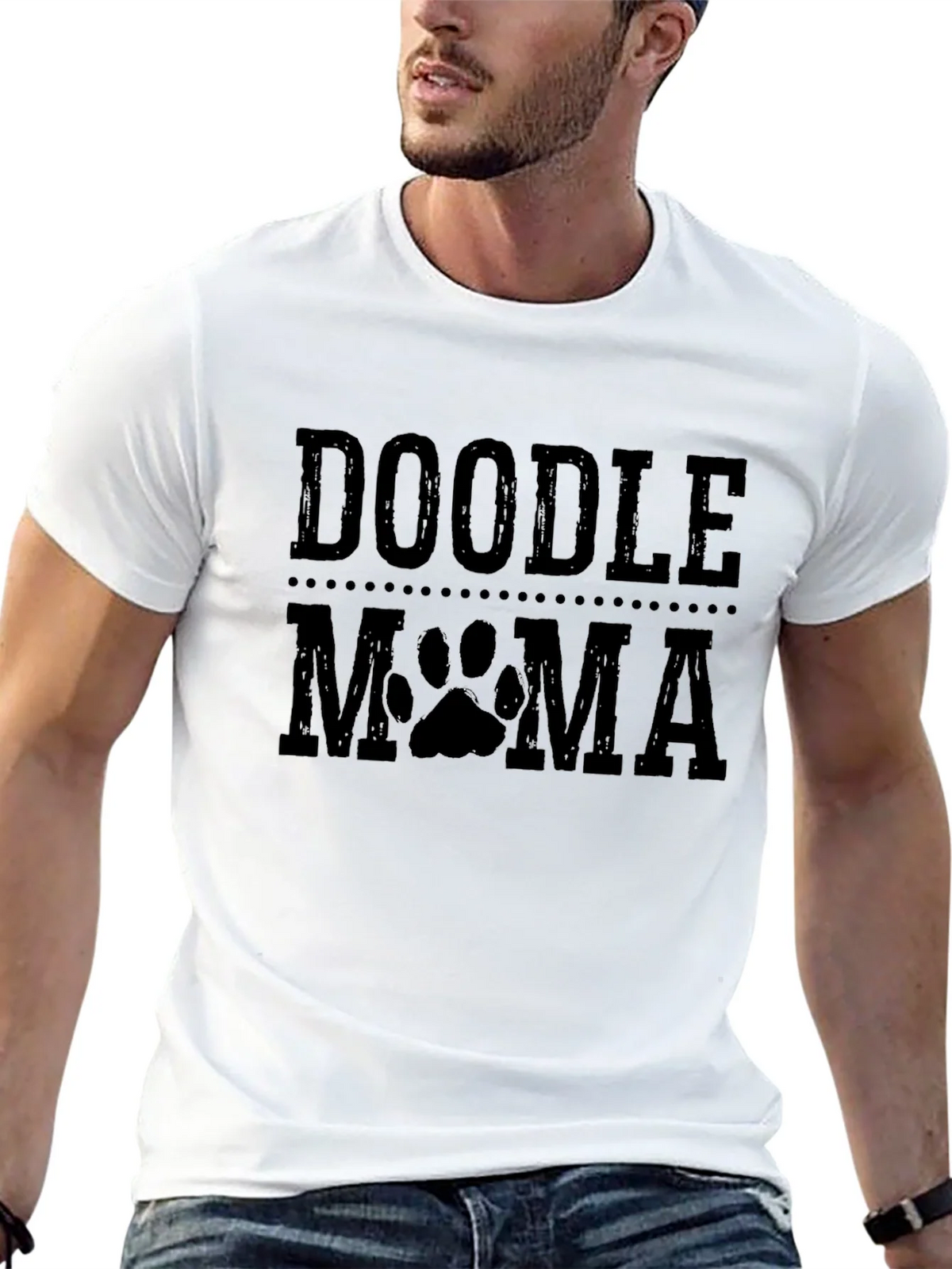 Doodle Mama Paw Print Black Graphic T-Shirt product image 4