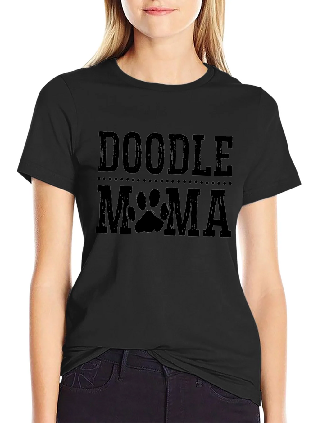 Doodle Mama Paw Print Black Graphic T-Shirt product image 5