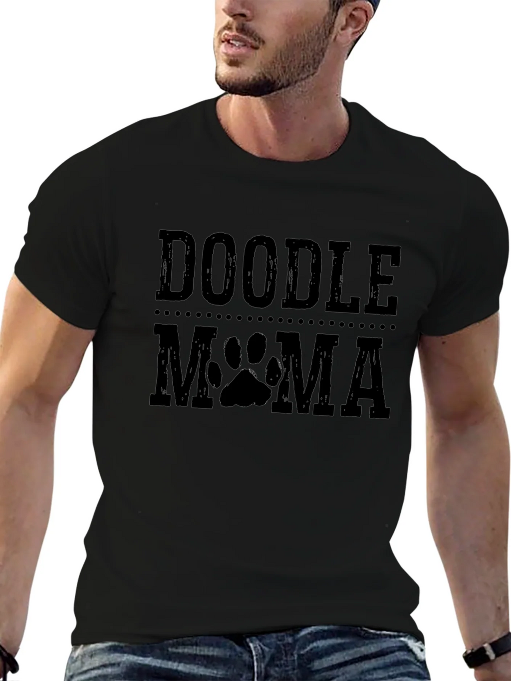 Doodle Mama Paw Print Black Graphic T-Shirt product image 9