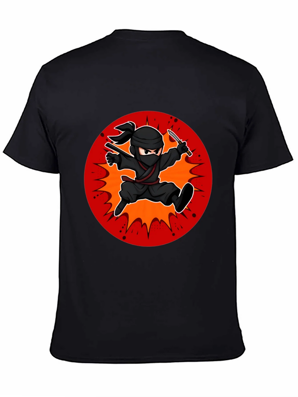 Ninja Cartoon Graphic Black T-Shirt product image 4