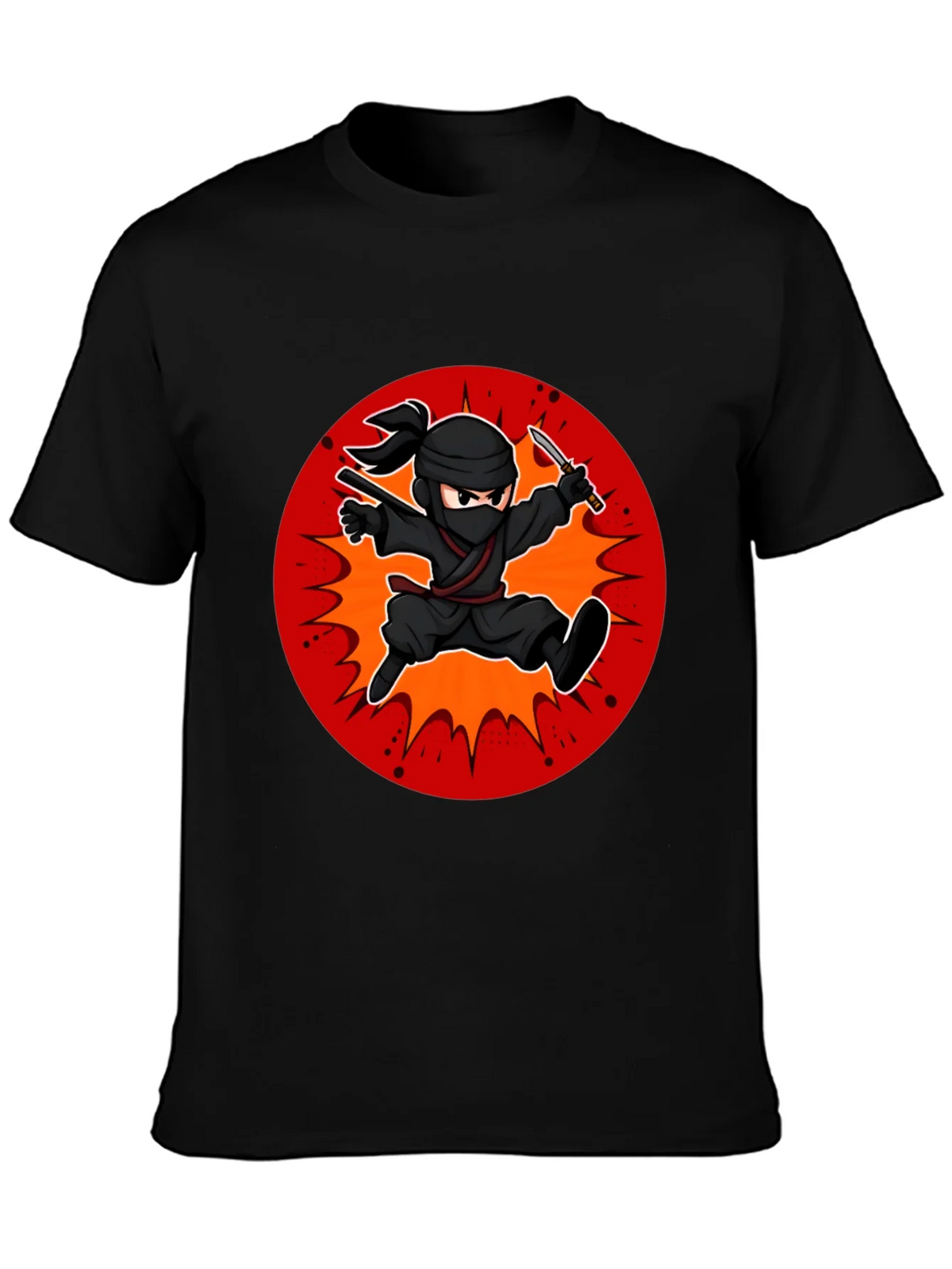 Ninja Cartoon Graphic Black T-Shirt product image 3