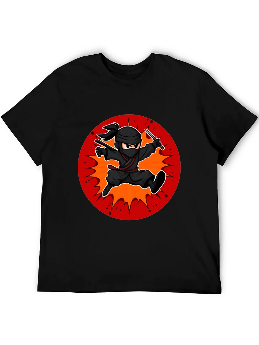 Ninja Cartoon Graphic Black T-Shirt product image 5