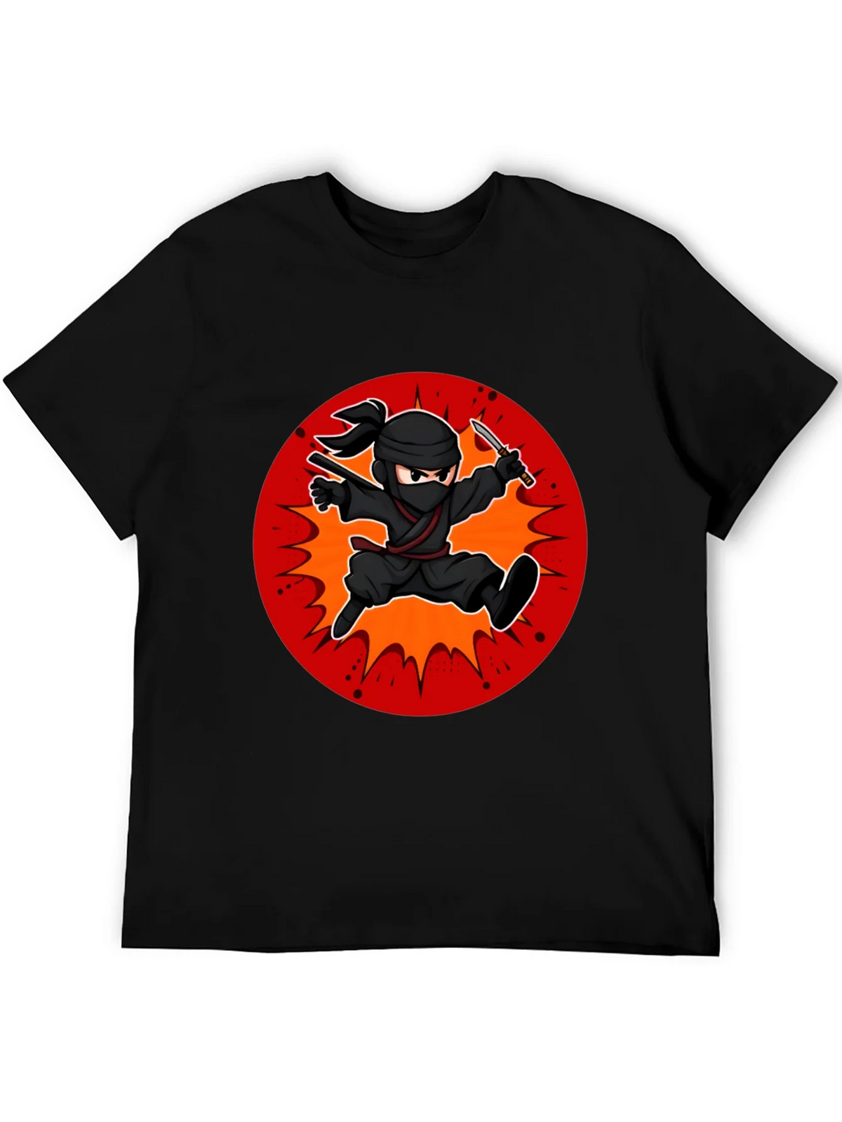 Ninja Cartoon Graphic Black T-Shirt product image 5