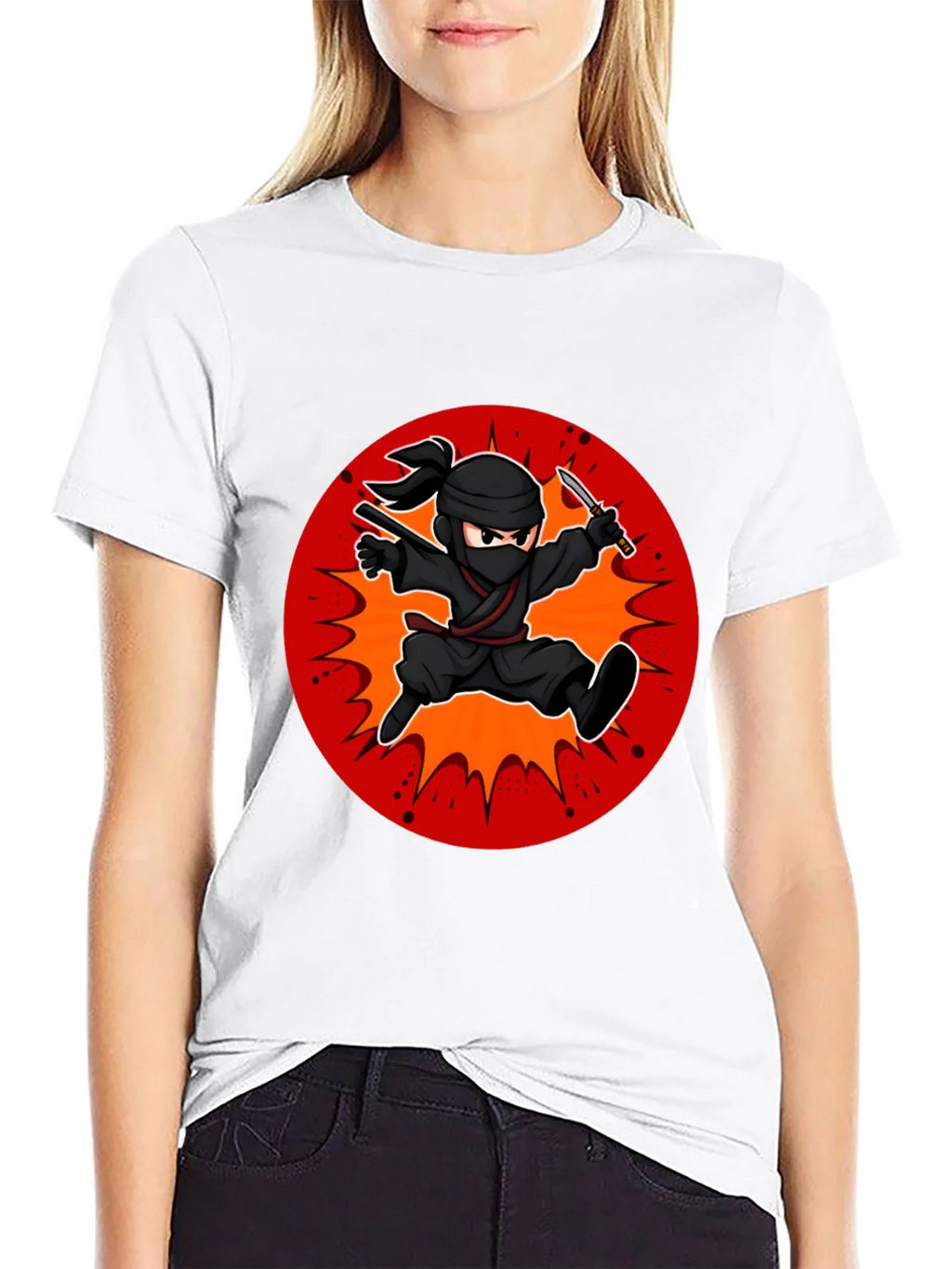 Ninja Cartoon Graphic Black T-Shirt product image 8