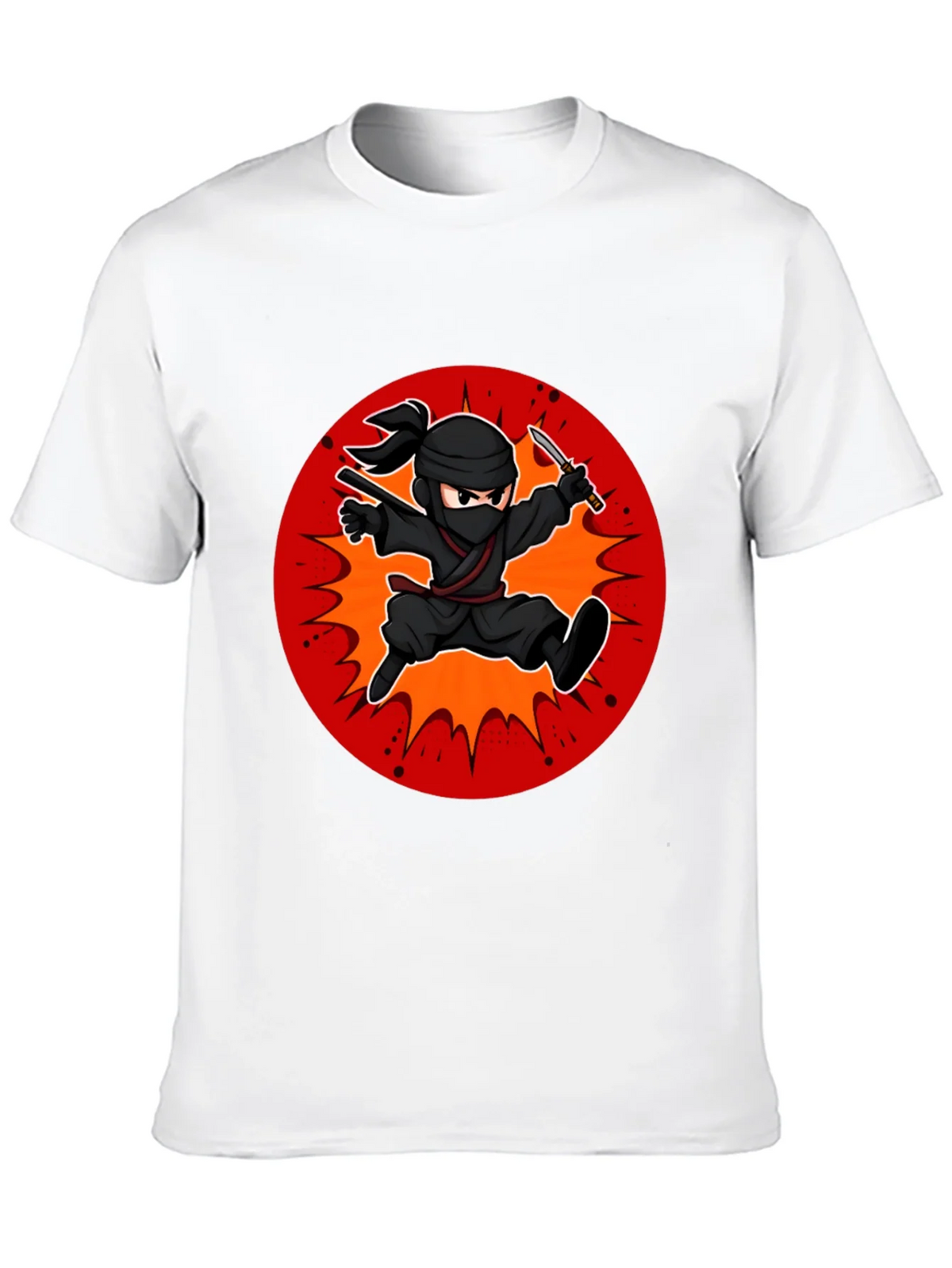 Ninja Cartoon Graphic Black T-Shirt product image 9