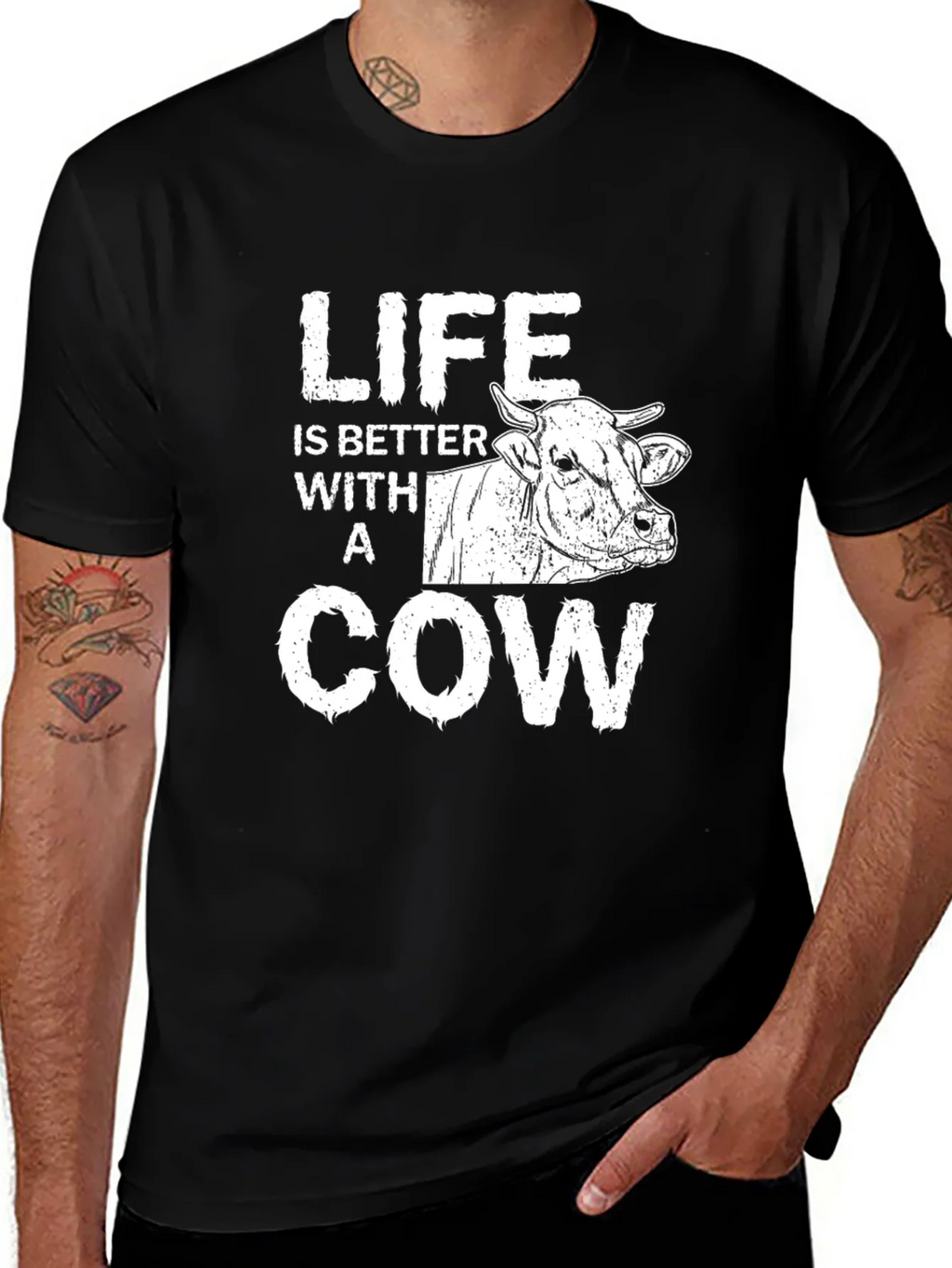 Life is Better with a Cow Graphic Tee - Black product image 1