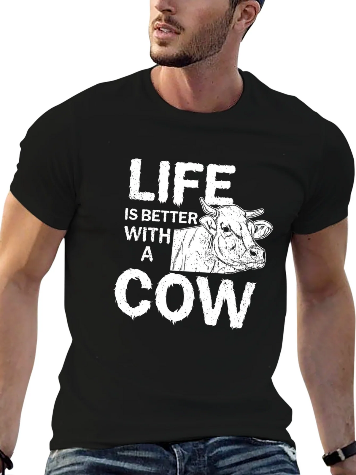 Life is Better with a Cow Graphic Tee - Black product image 6