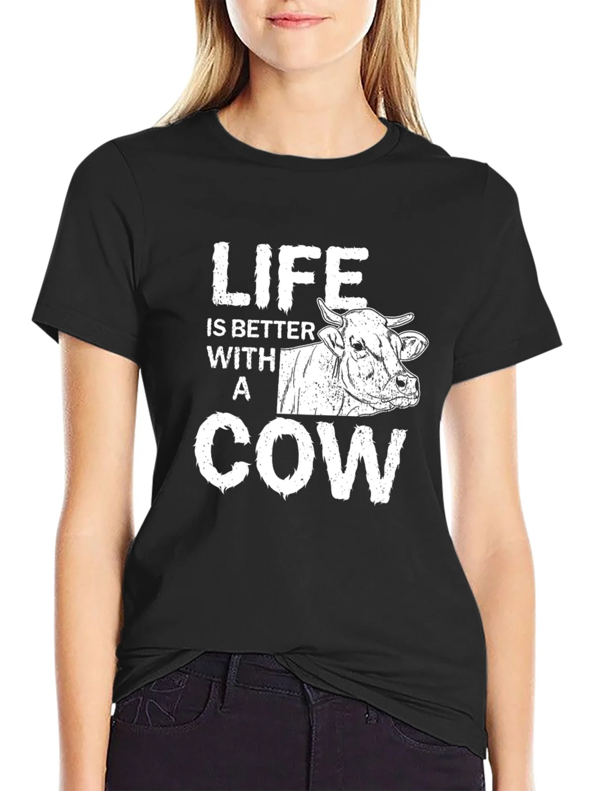 Life is Better with a Cow Graphic Tee - Black product image 2