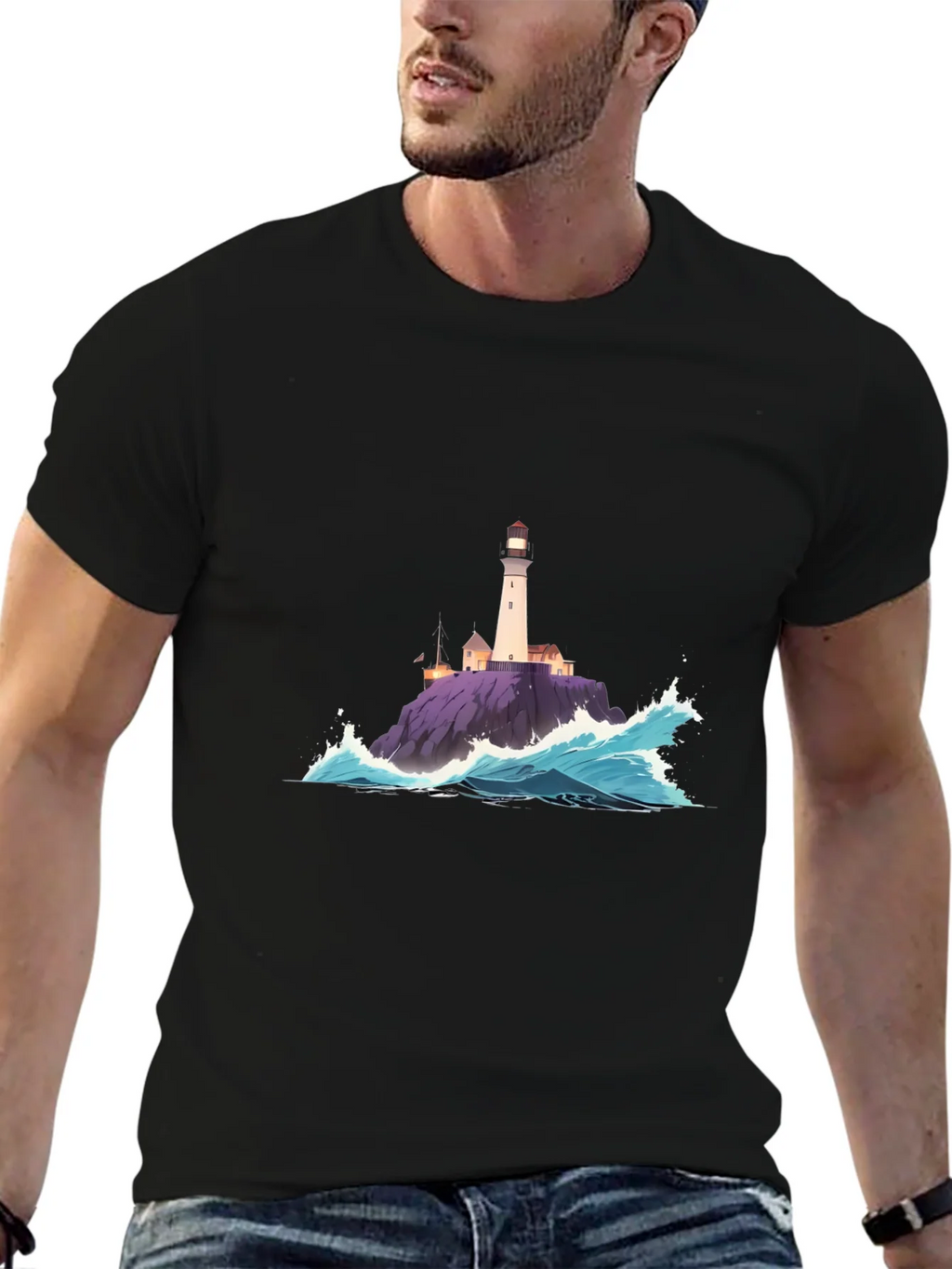 Lighthouse Wave Graphic Tee - Coastal Style product image 9