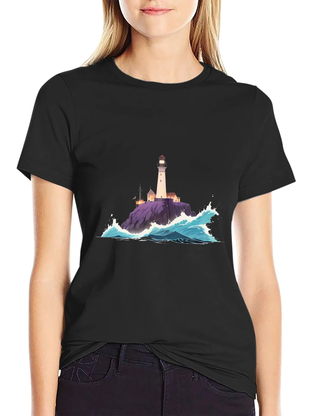 Lighthouse Wave Graphic Tee - Coastal Style product image 5