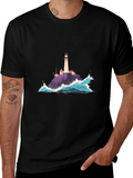 Lighthouse Wave Graphic Tee - Coastal Style product image 1
