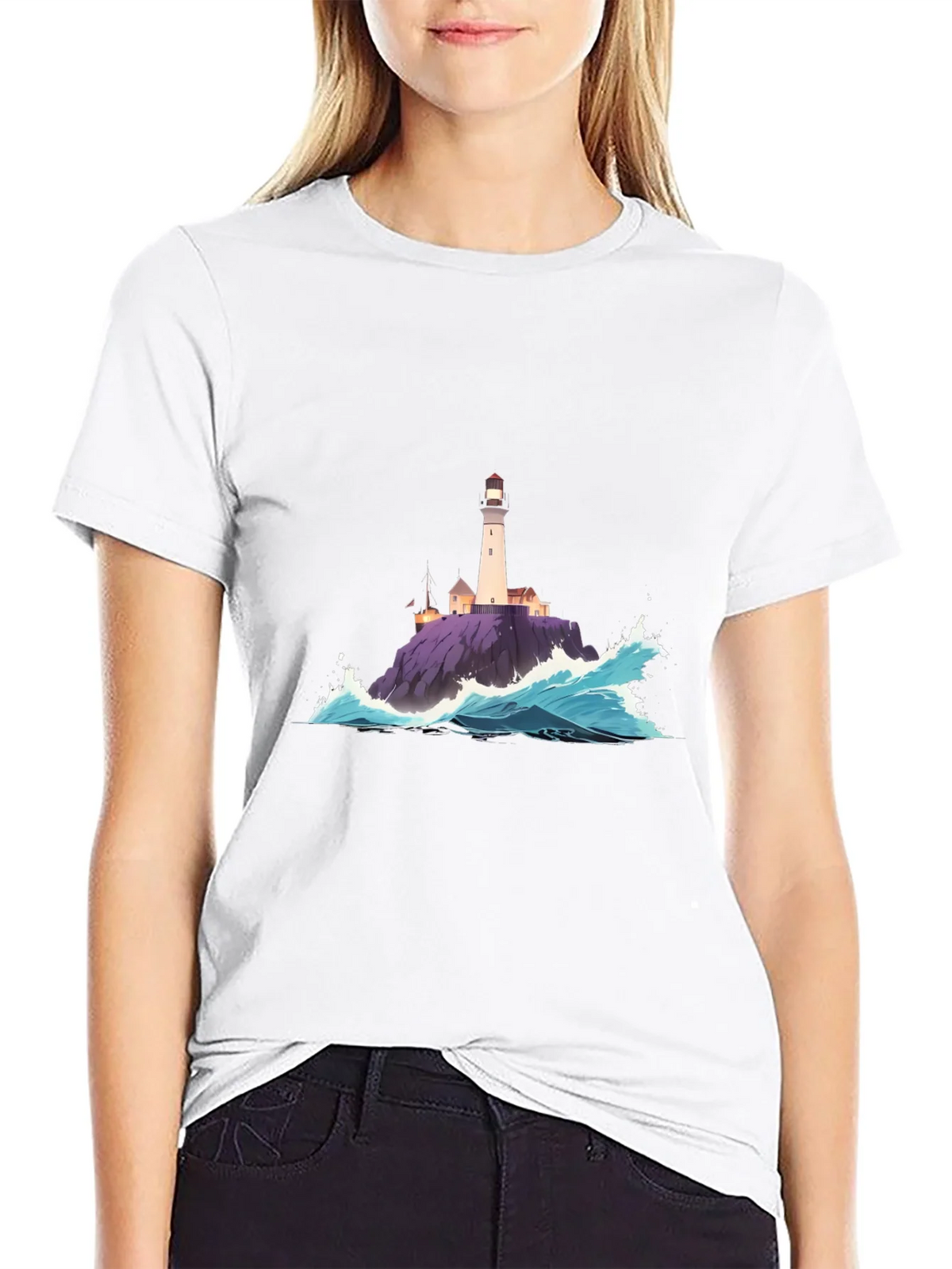 Lighthouse Wave Graphic Tee - Coastal Style product image 11