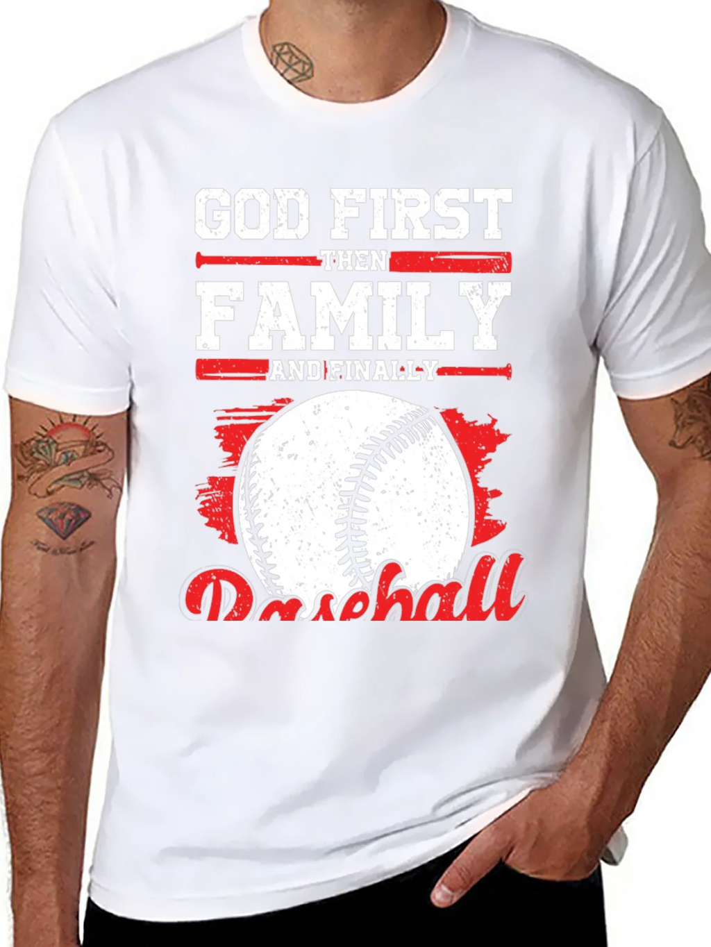 God First Family Then Baseball Graphic Tee product image 10