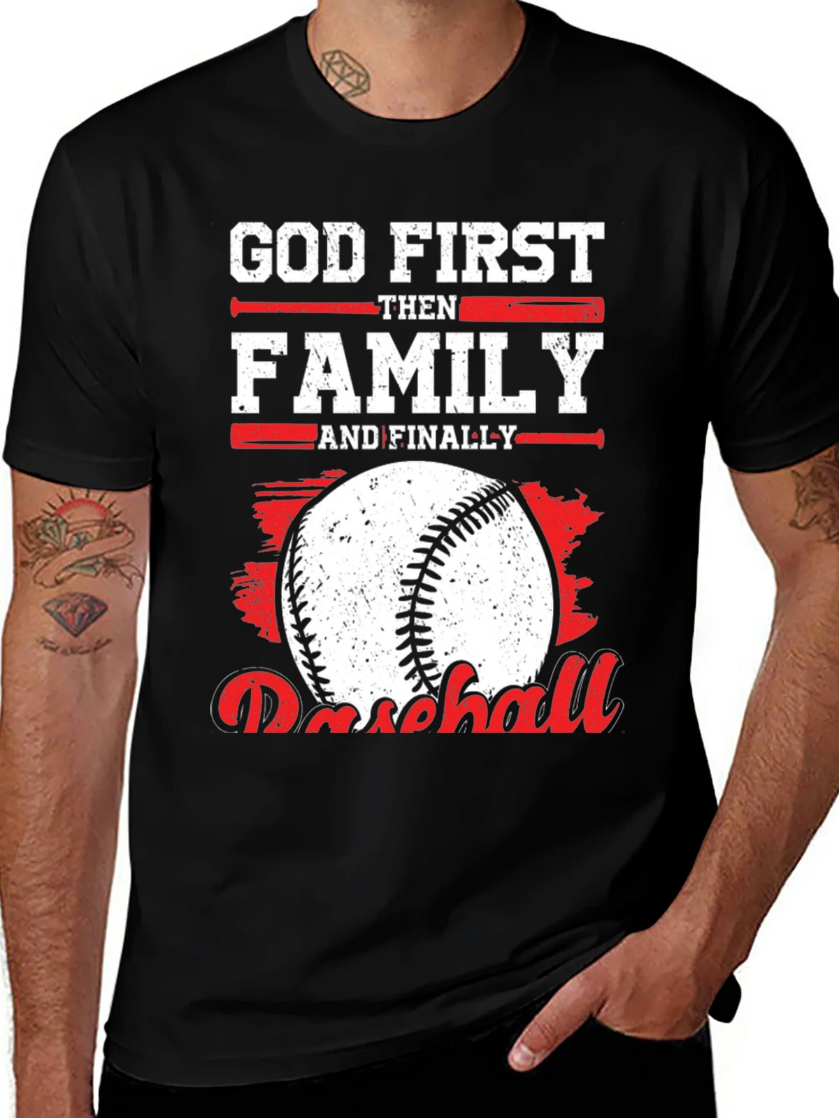 God First Family Then Baseball Graphic Tee product image 1