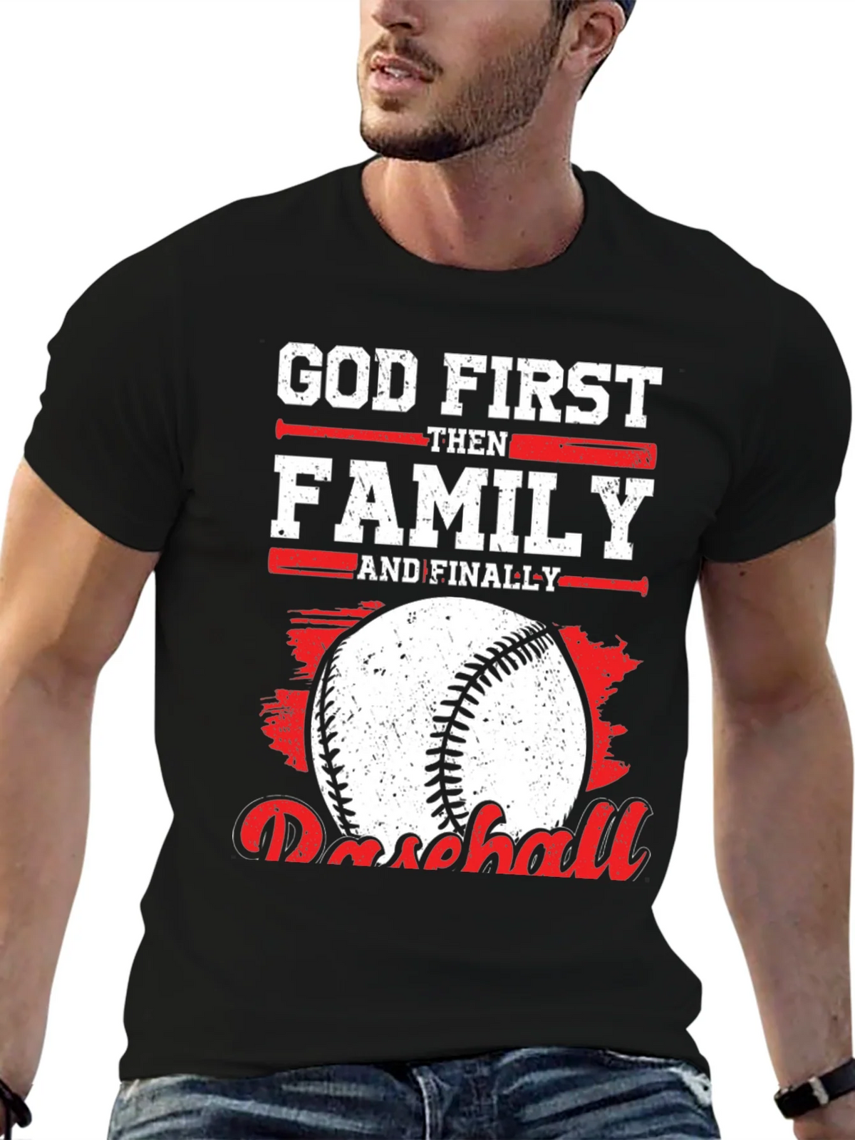 God First Family Then Baseball Graphic Tee product image 9