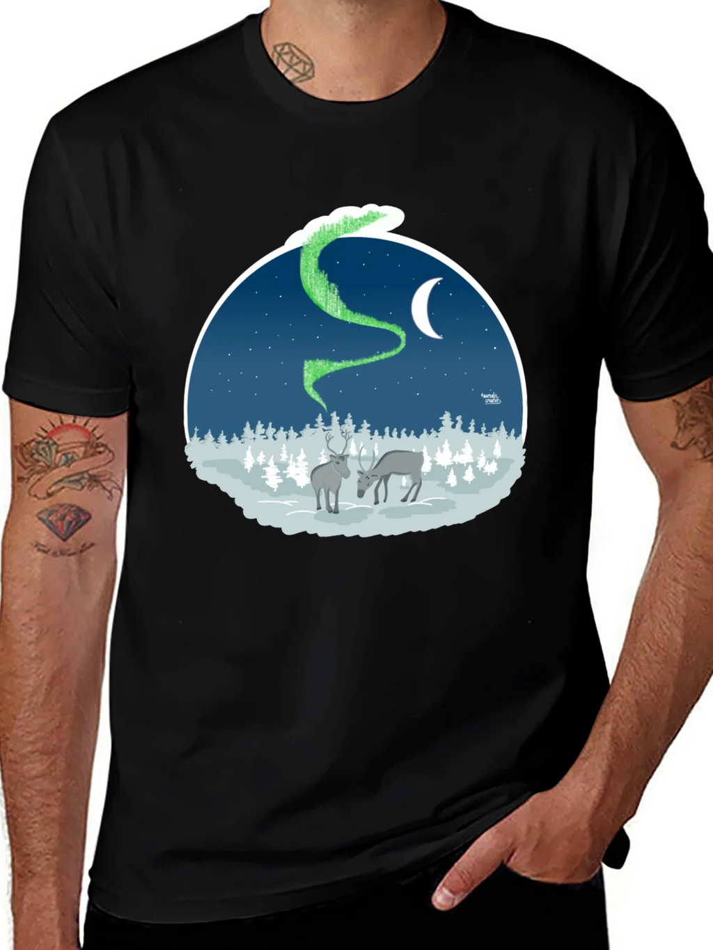 Northern Lights Deer Graphic Tee product image 1