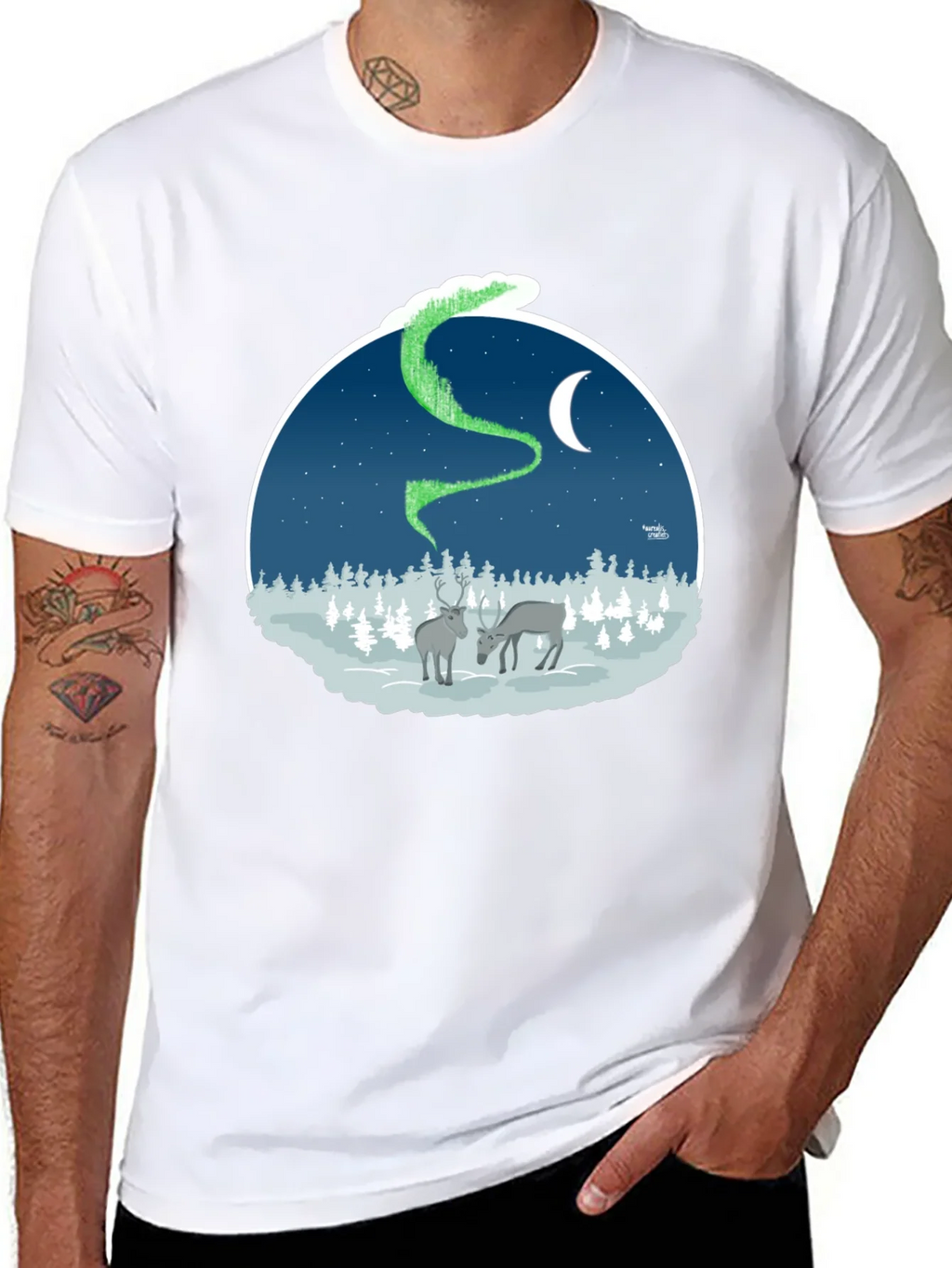 Northern Lights Deer Graphic Tee product image 7