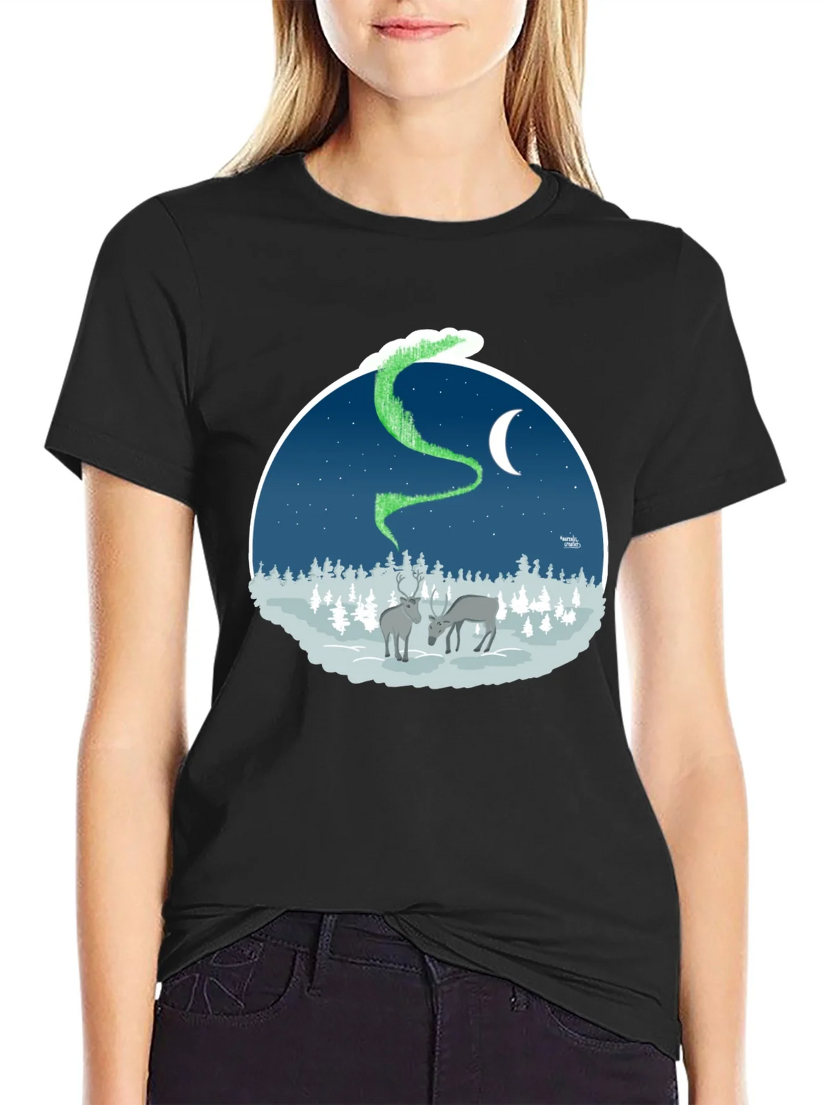 Northern Lights Deer Graphic Tee product image 2