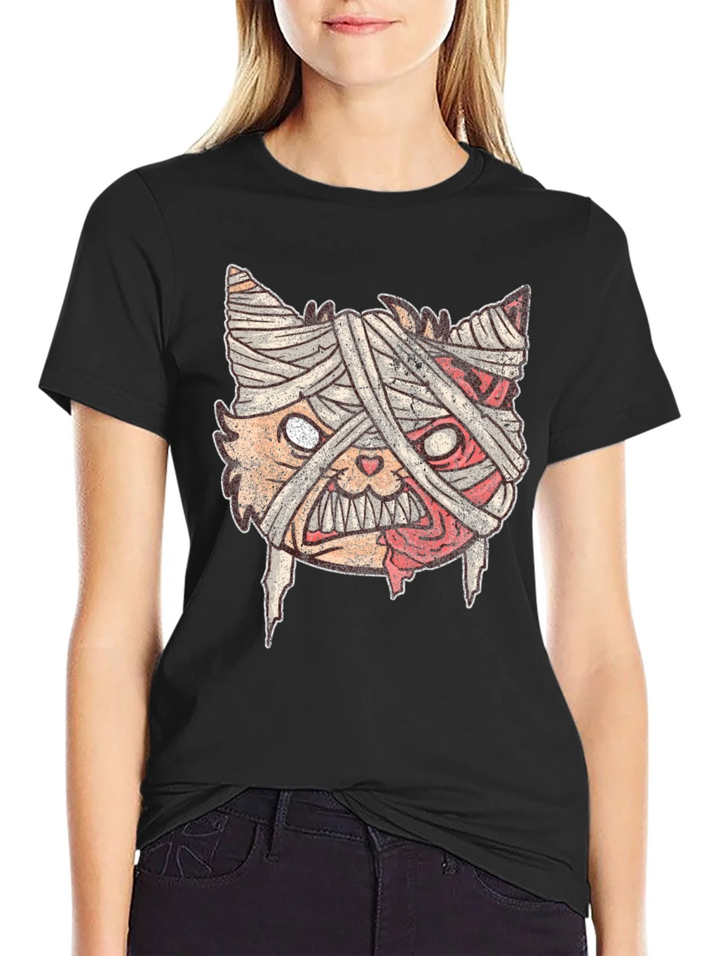Mummy Cat Graphic Tee - Halloween Style product image 2